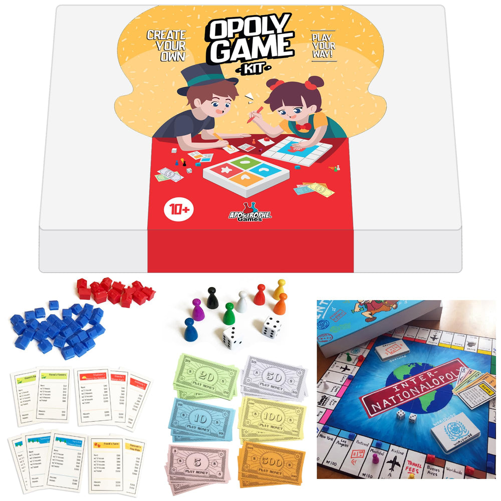 Apostrophe Games blank Opoly board ready for personalized designs for family game night.