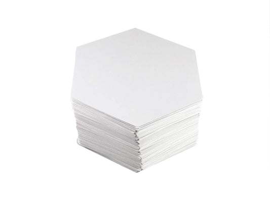 Apostrophe Games blank hexagon card close-up for custom game ideas.