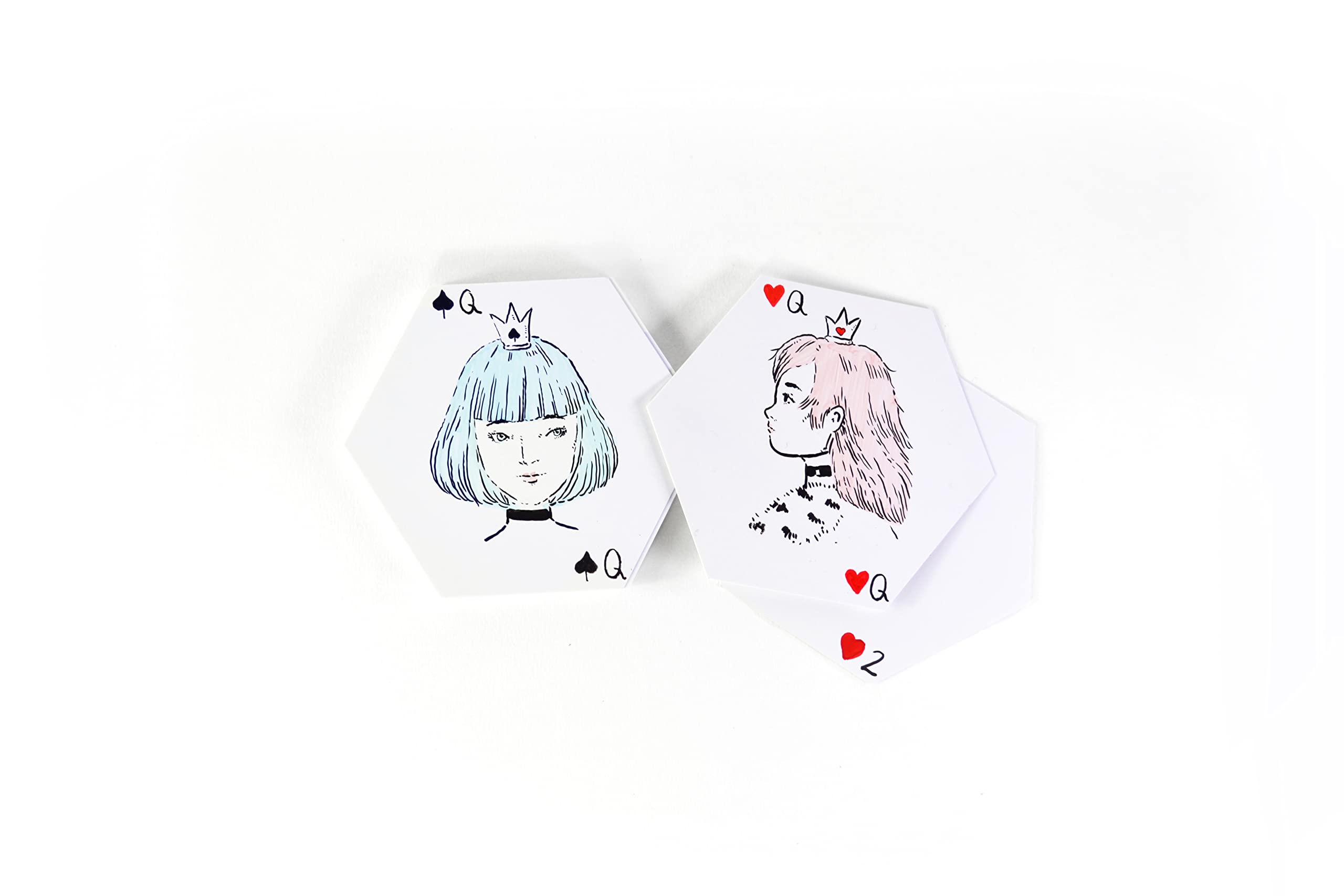 Apostrophe Games blank hexagon cards for storytelling and personalized games.