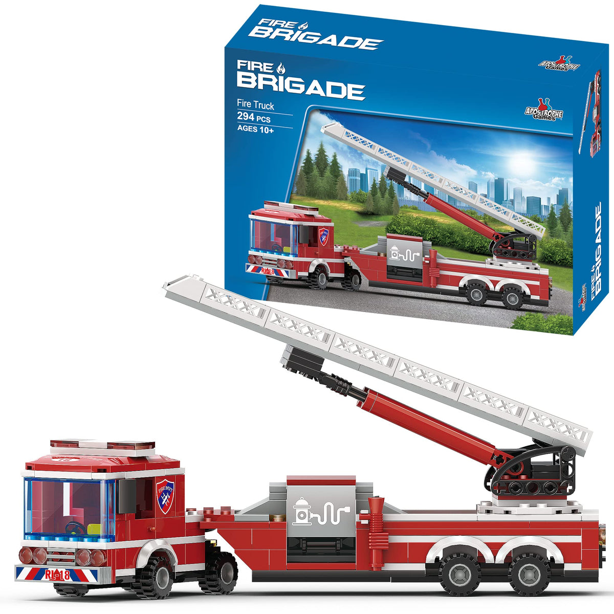 Apostrophe Games Fire Truck building set with 294 pieces for imaginative rescue play.