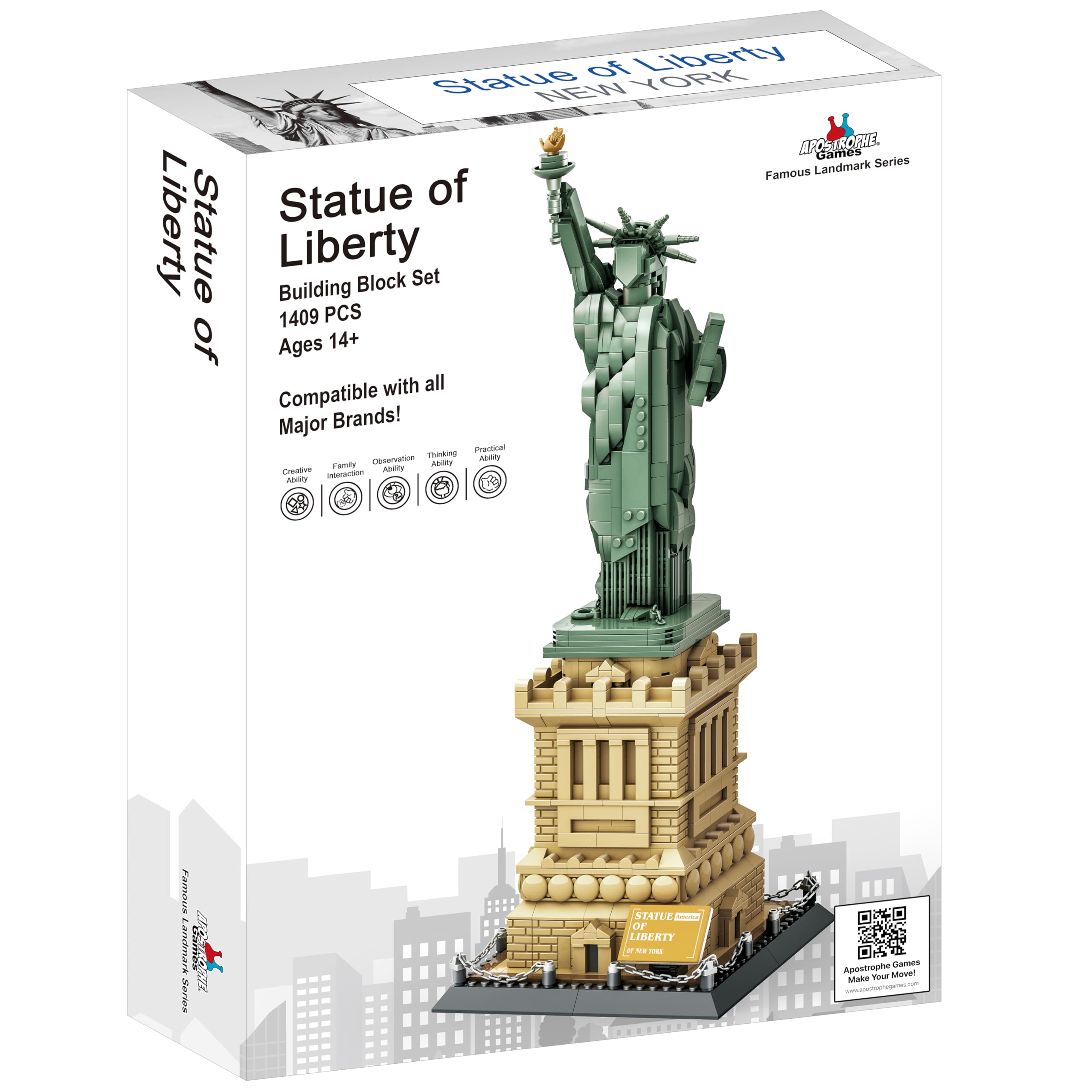 Apostrophe Games New York landmark display captures the statue with realistic detail.