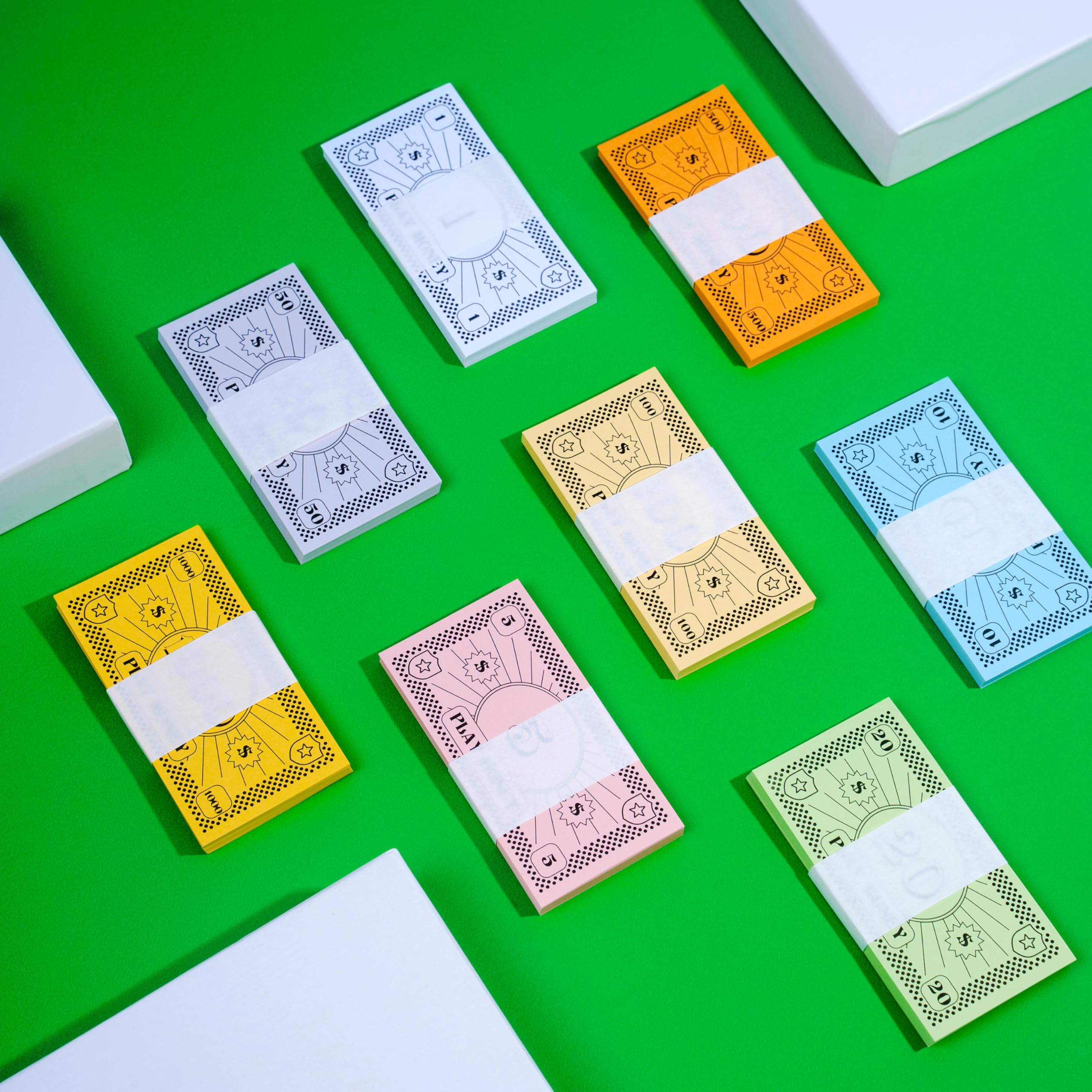 Apostrophe Games Opoly money compact packaging for quick restocking.