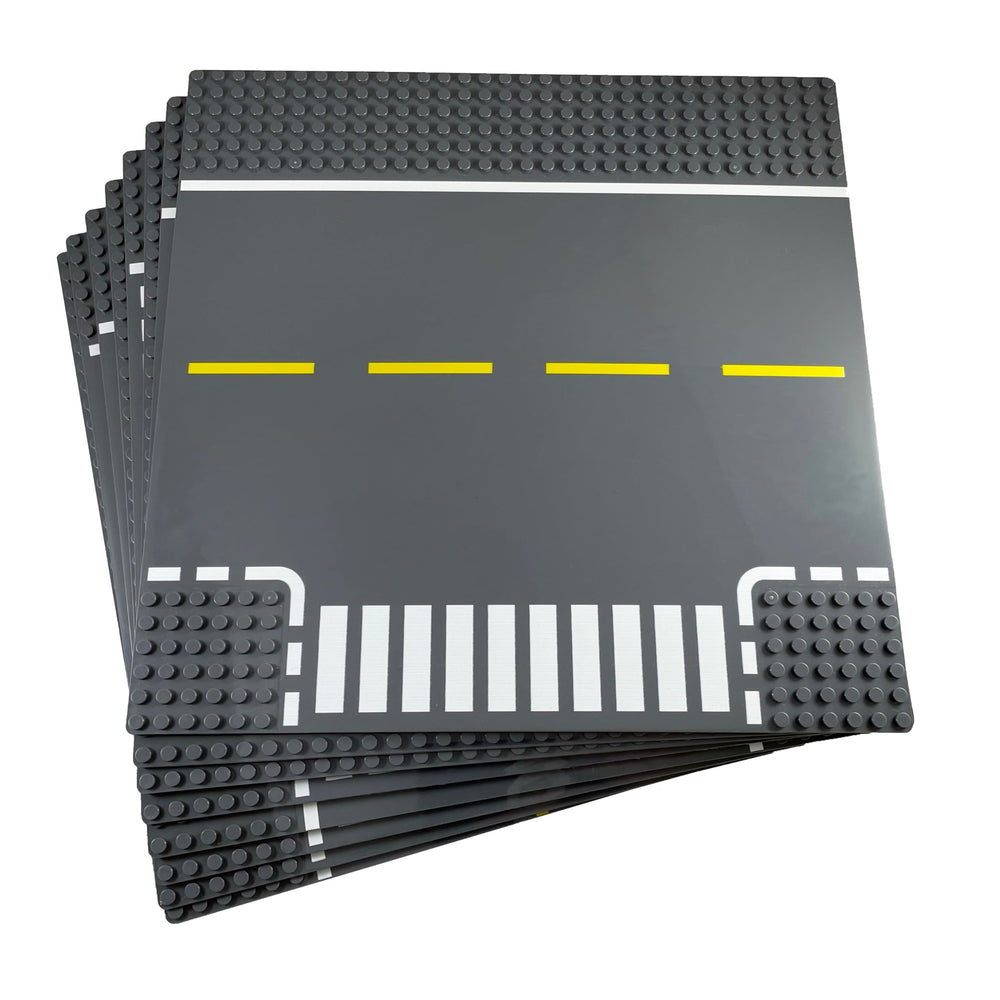 Apostrophe Games straight gray road baseplate for extendable city streets.