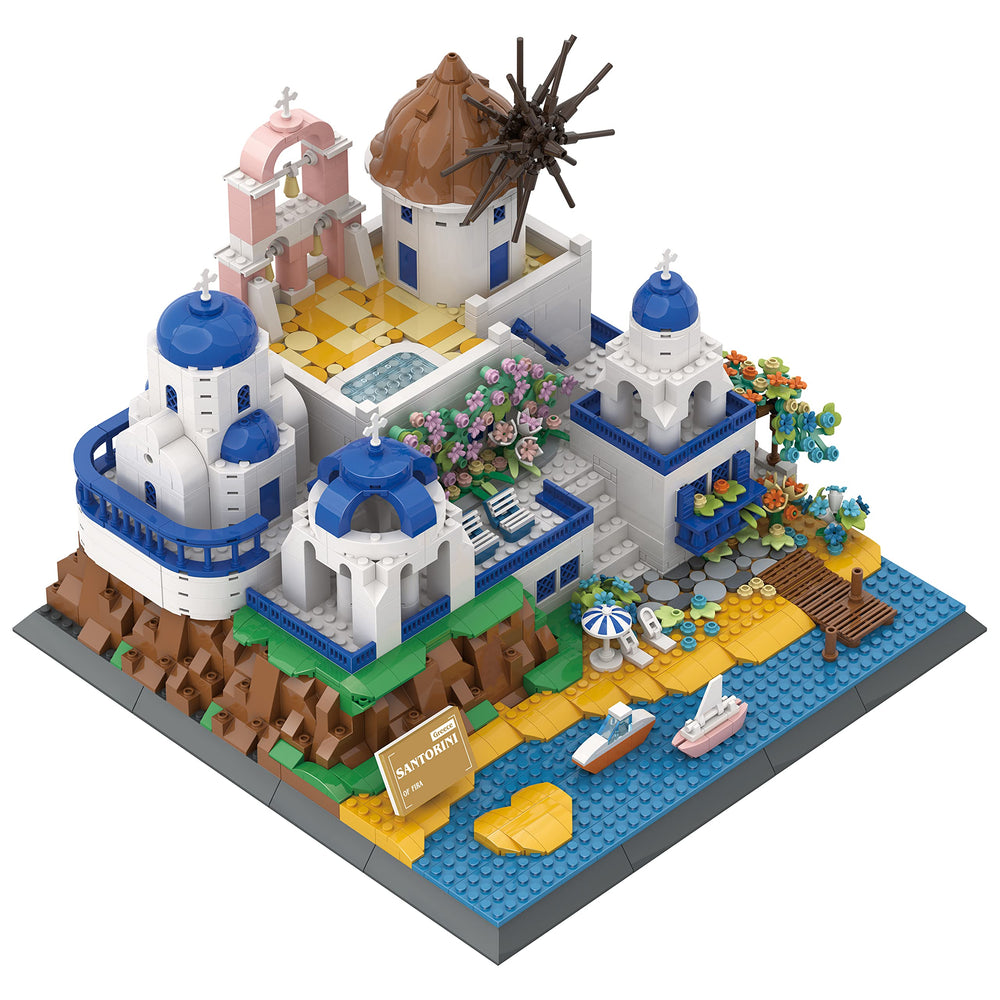 Apostrophe Games Santorini assembly progress demonstrates teamwork and problem-solving in action