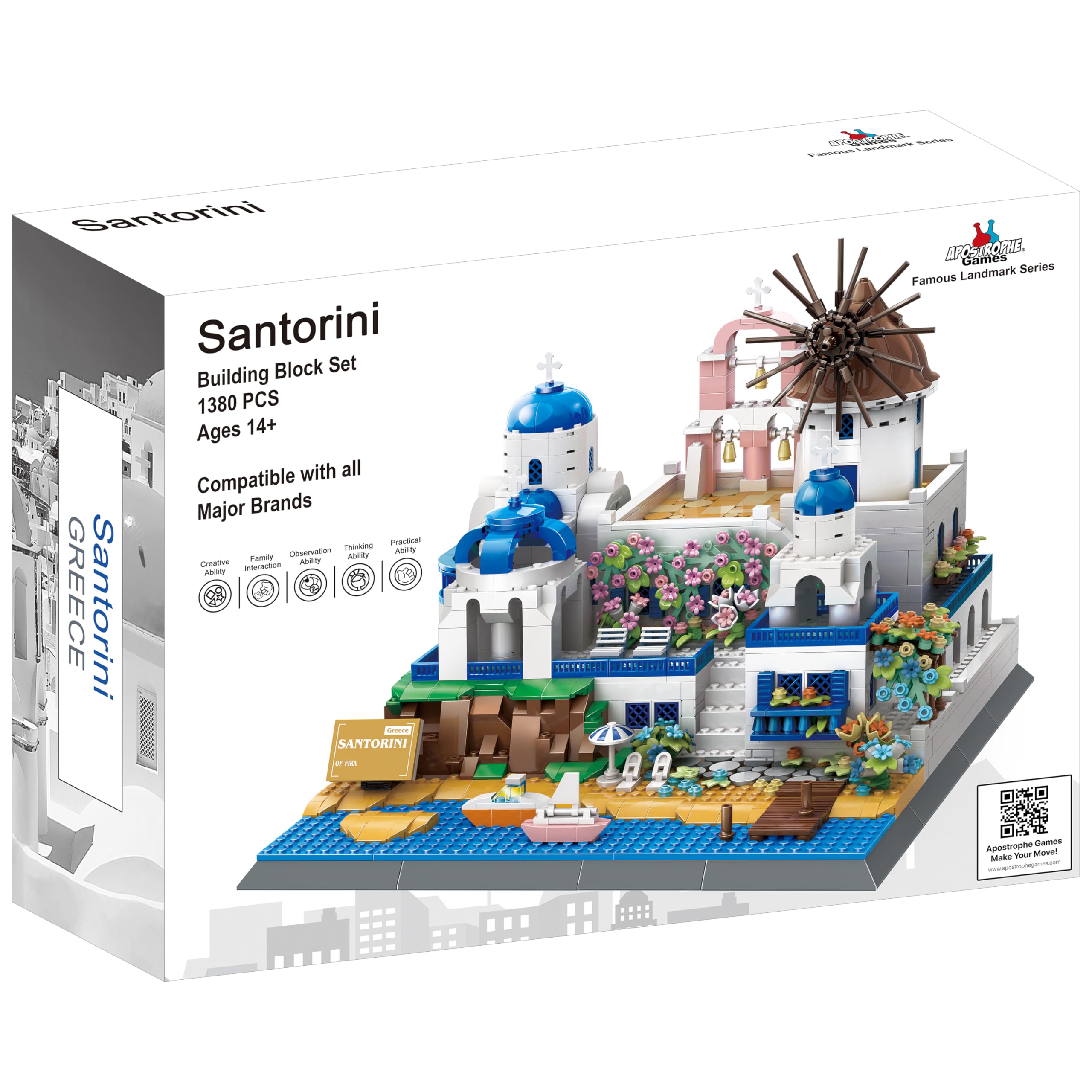 Apostrophe Games Santorini detailed facades capture architectural charm in miniature form
