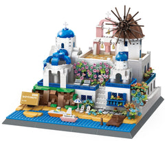 Apostrophe Games Santorini island display shows realistic details for a showcase piece