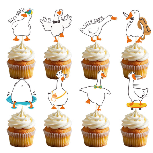 Aposwow goose cupcake topper pattern 1 adds bright color to party desserts.