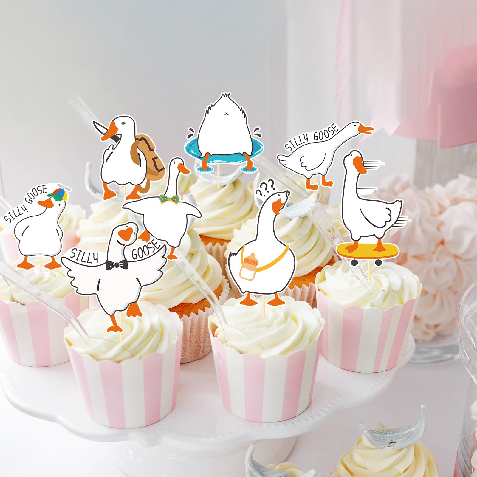 Aposwow goose cupcake topper pattern 6 adds cohesive color to dessert displays.