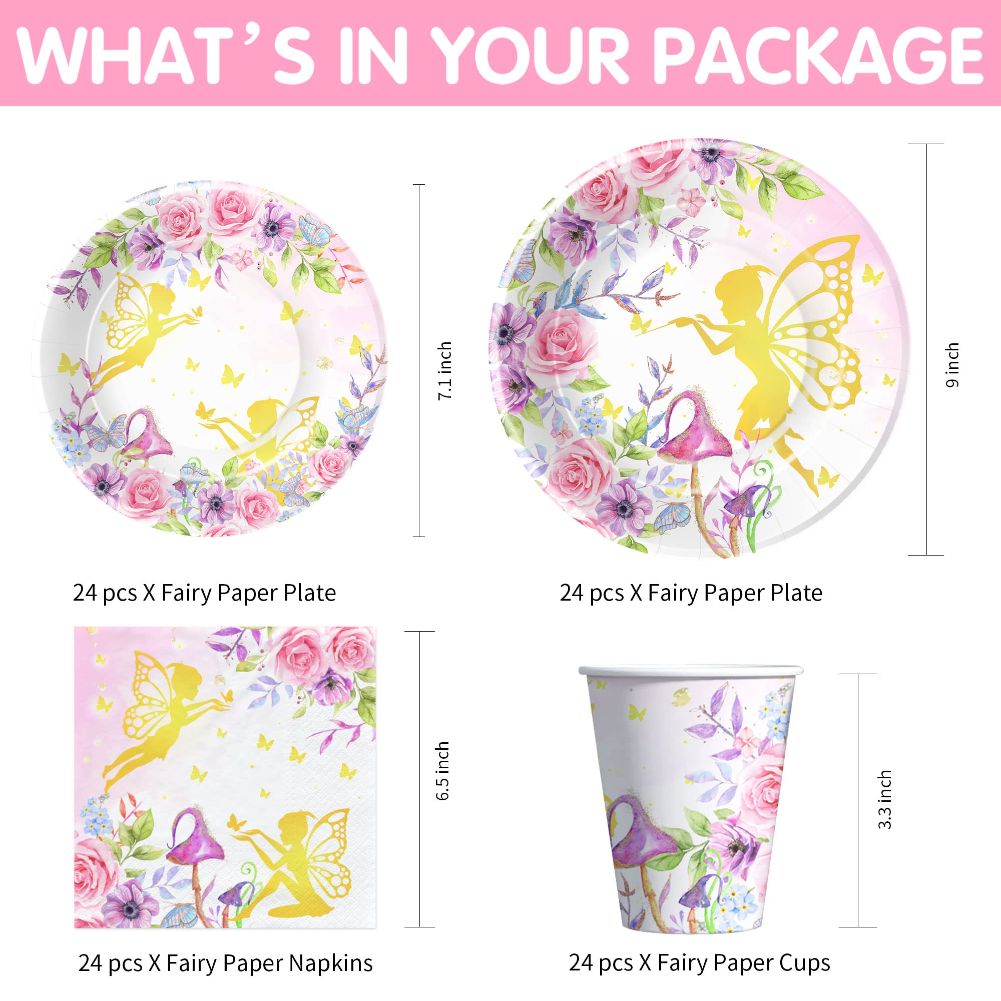APOWBLS Fairy dessert plate 7-inch with whimsical garden design for treats.