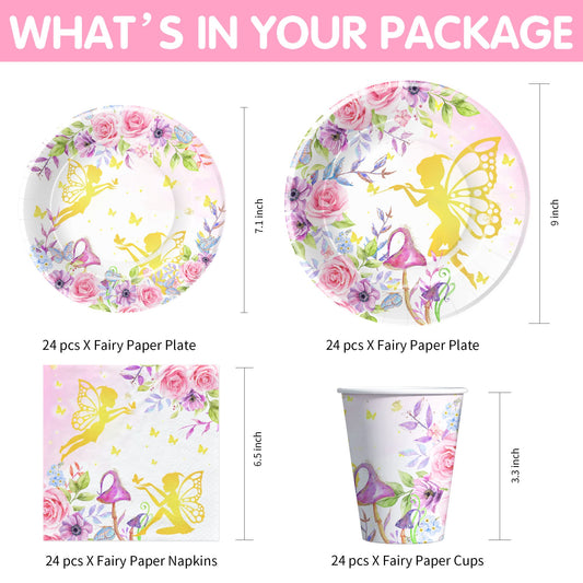APOWBLS Fairy dessert plate 7-inch with whimsical garden design for treats.