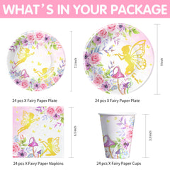 APOWBLS Fairy dessert plate 7-inch with whimsical garden design for treats.