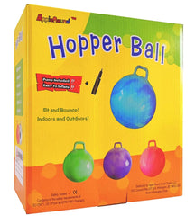 AppleRound Hippity Hoppity Hopball with two-way pump included for easy inflation.