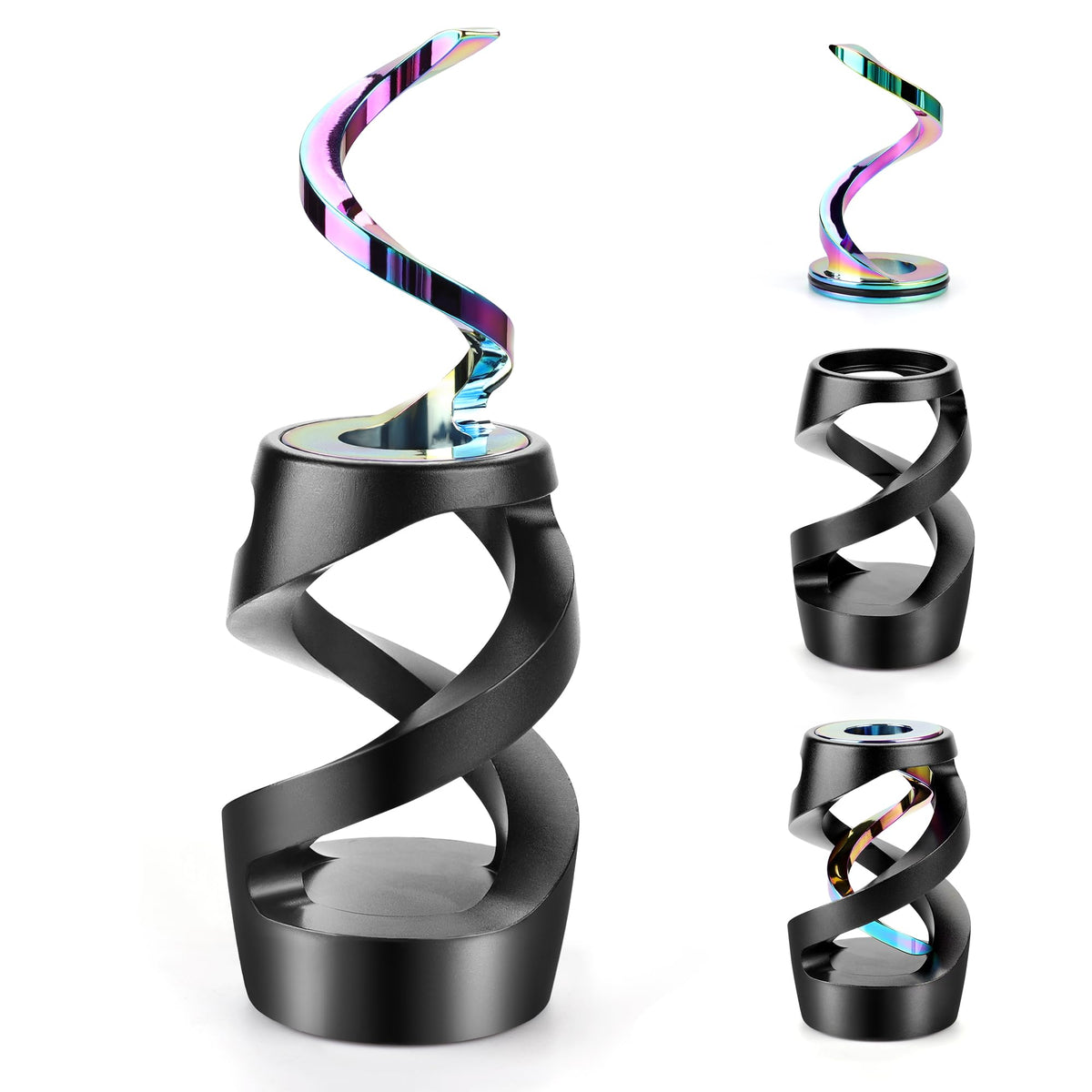 Apqdw Kinetic Spinning Desk Toy black close-up for focused work.