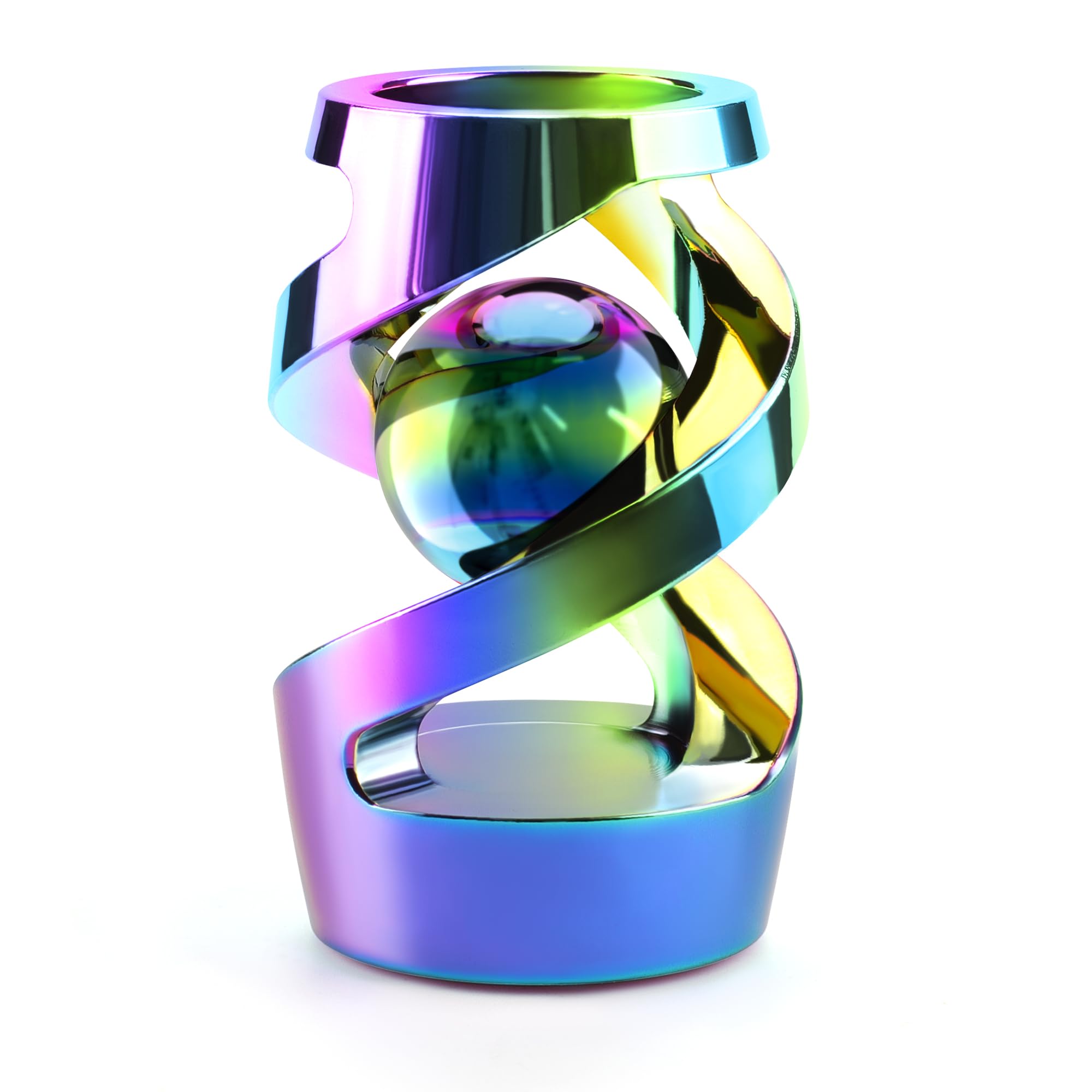 Apqdw kinetic spinning desk toy in rainbow finish aids focus during work.