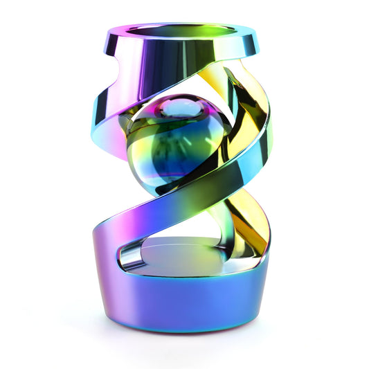 Apqdw kinetic spinning desk toy in rainbow finish aids focus during work.