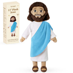 Apragaz 13-inch Jesus plush doll, front view, ideal for cozy cuddle time.