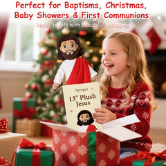 Apragaz Jesus plush doll sash detail, red sash highlighting faith-inspired imagery.