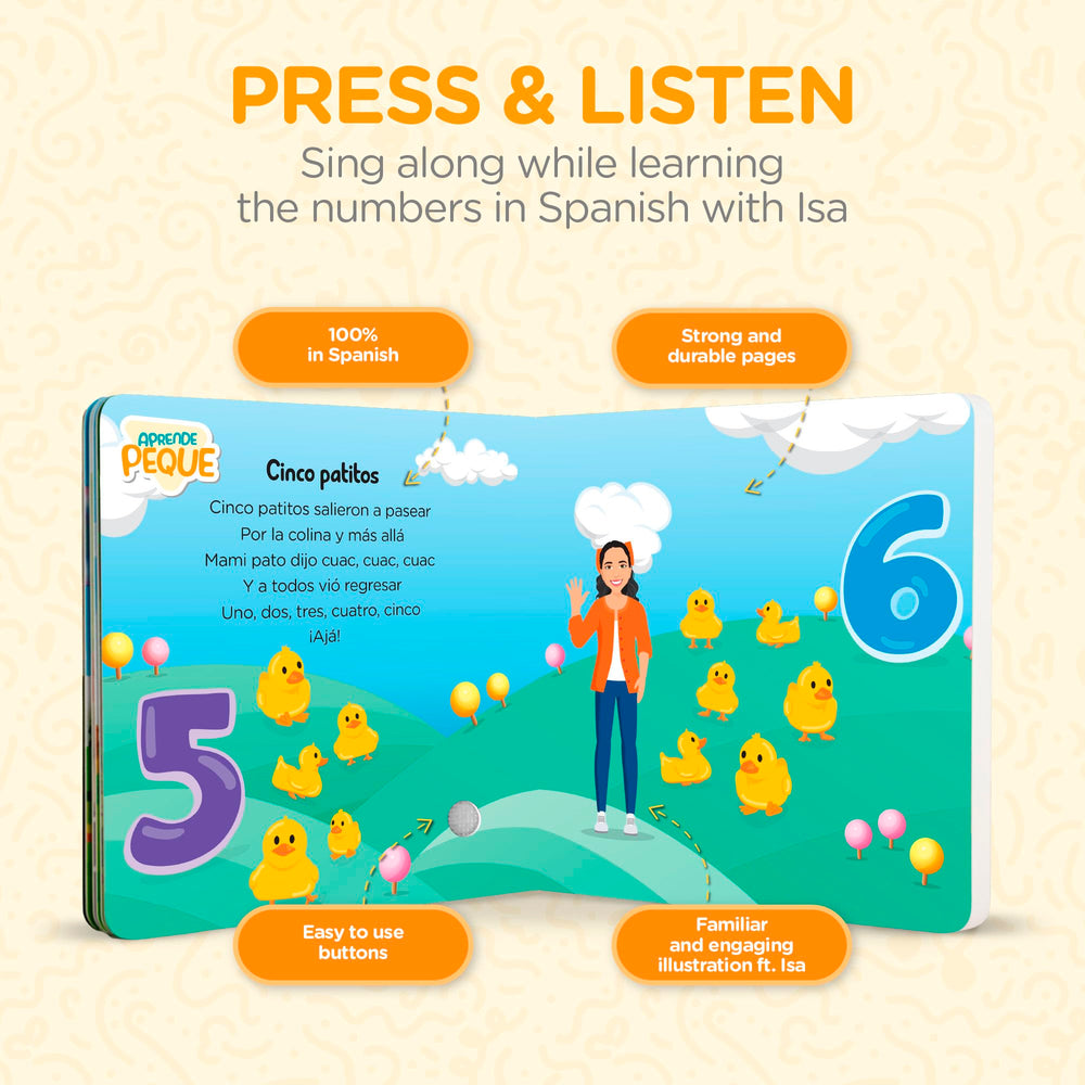 Aprende Peque bright artwork and familiar characters spark imagination and attention