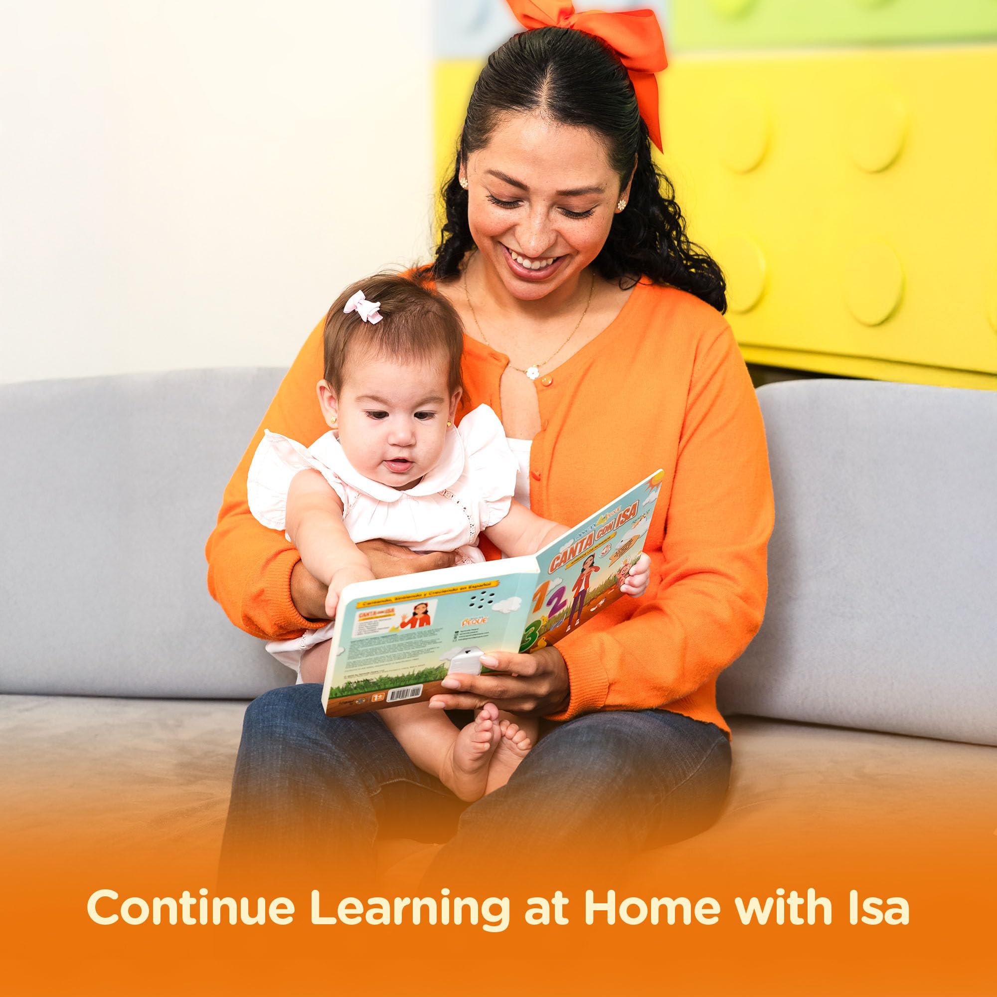 Aprende Peque Isa character illustration inviting musical play and language learning