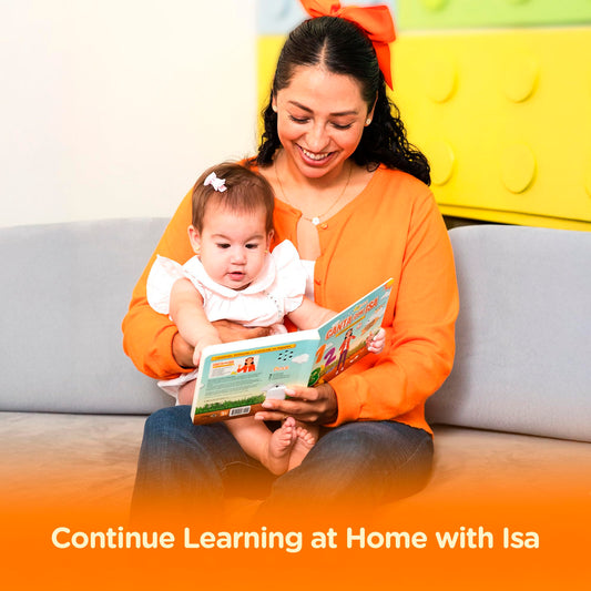 Aprende Peque Isa character illustration inviting musical play and language learning