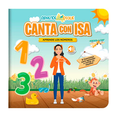 Aprende Peque musical counting book cover featuring Isa ready for interactive counting fun