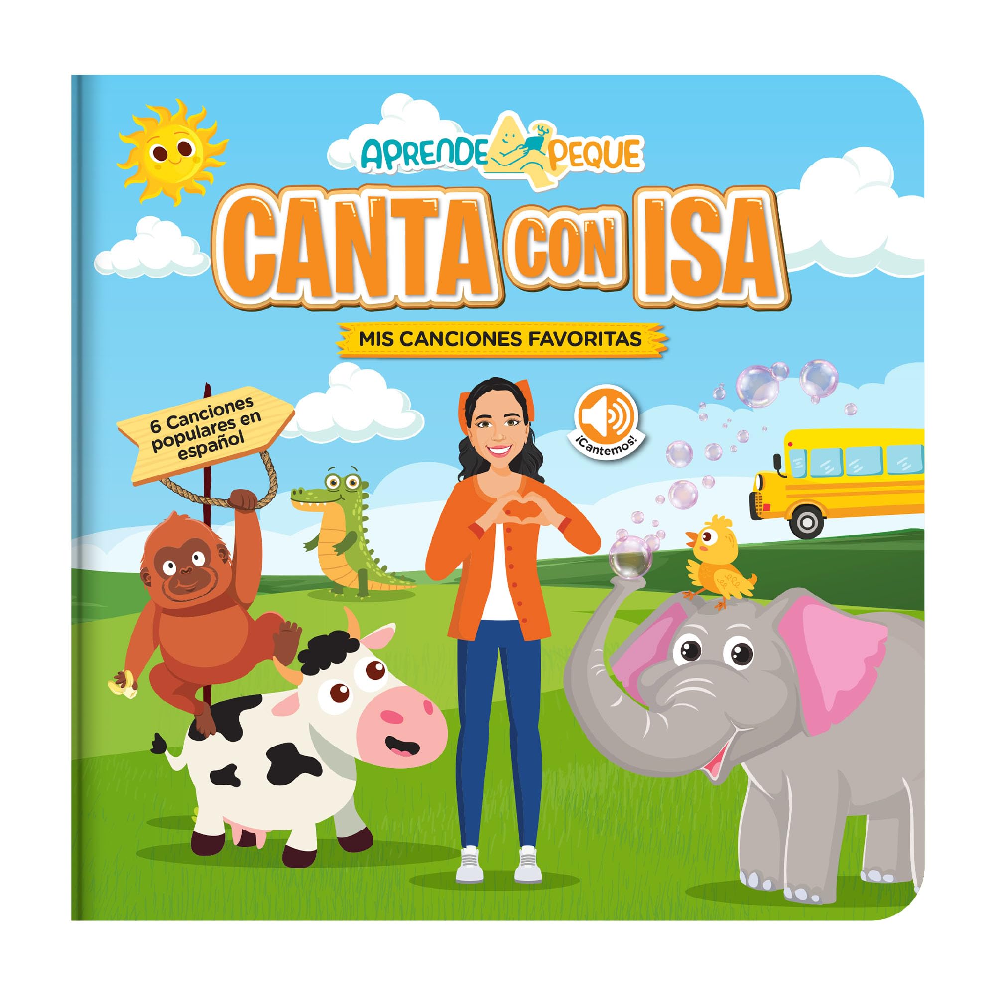 Aprende Peque musical sound book page with Isa engages toddlers in interactive singing.