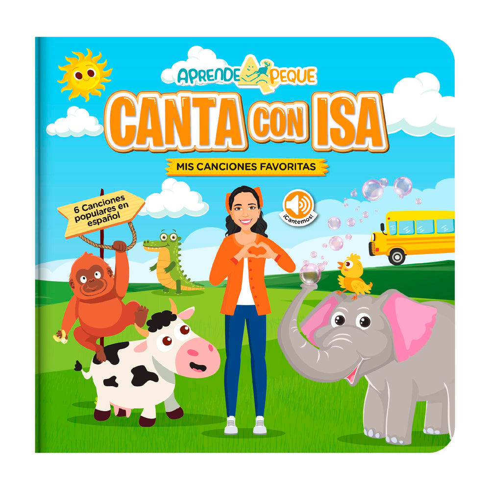 Aprende Peque musical sound book page with Isa engages toddlers in interactive singing.