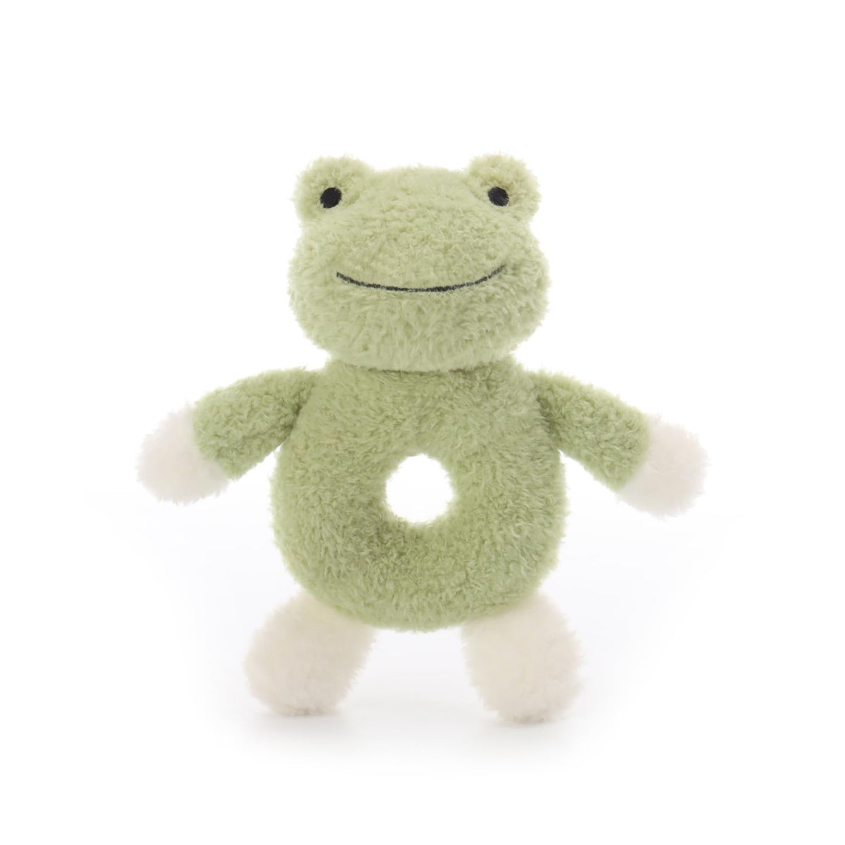 Apricot Lamb baby frog soft rattle 6 inch for newborns, gentle grip