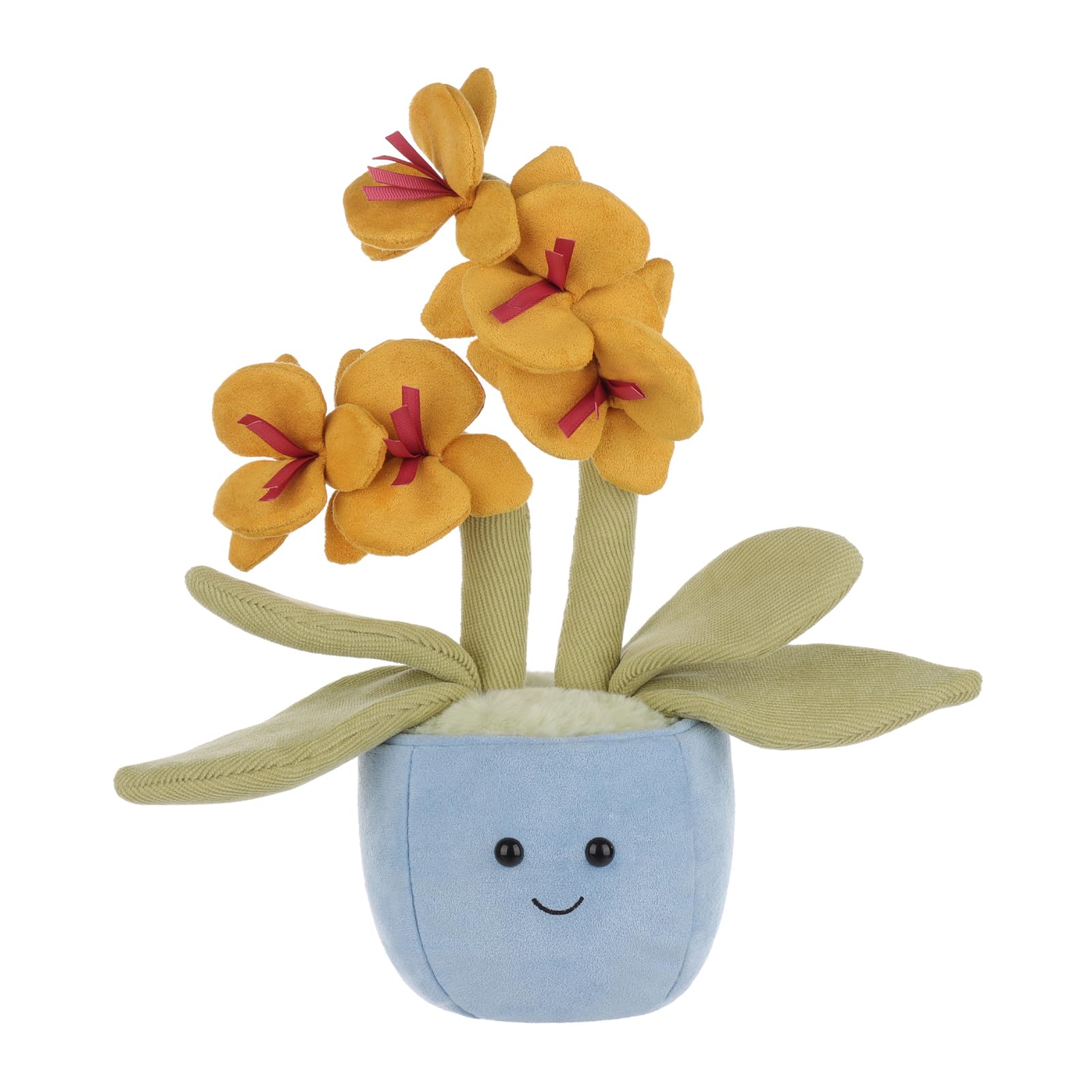 Apricot Lamb potted butterfly orchid plush front view for cozy hugs.
