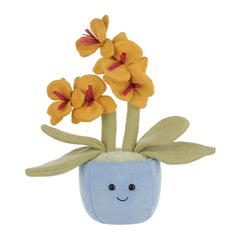 Apricot Lamb potted butterfly orchid plush front view for cozy hugs.