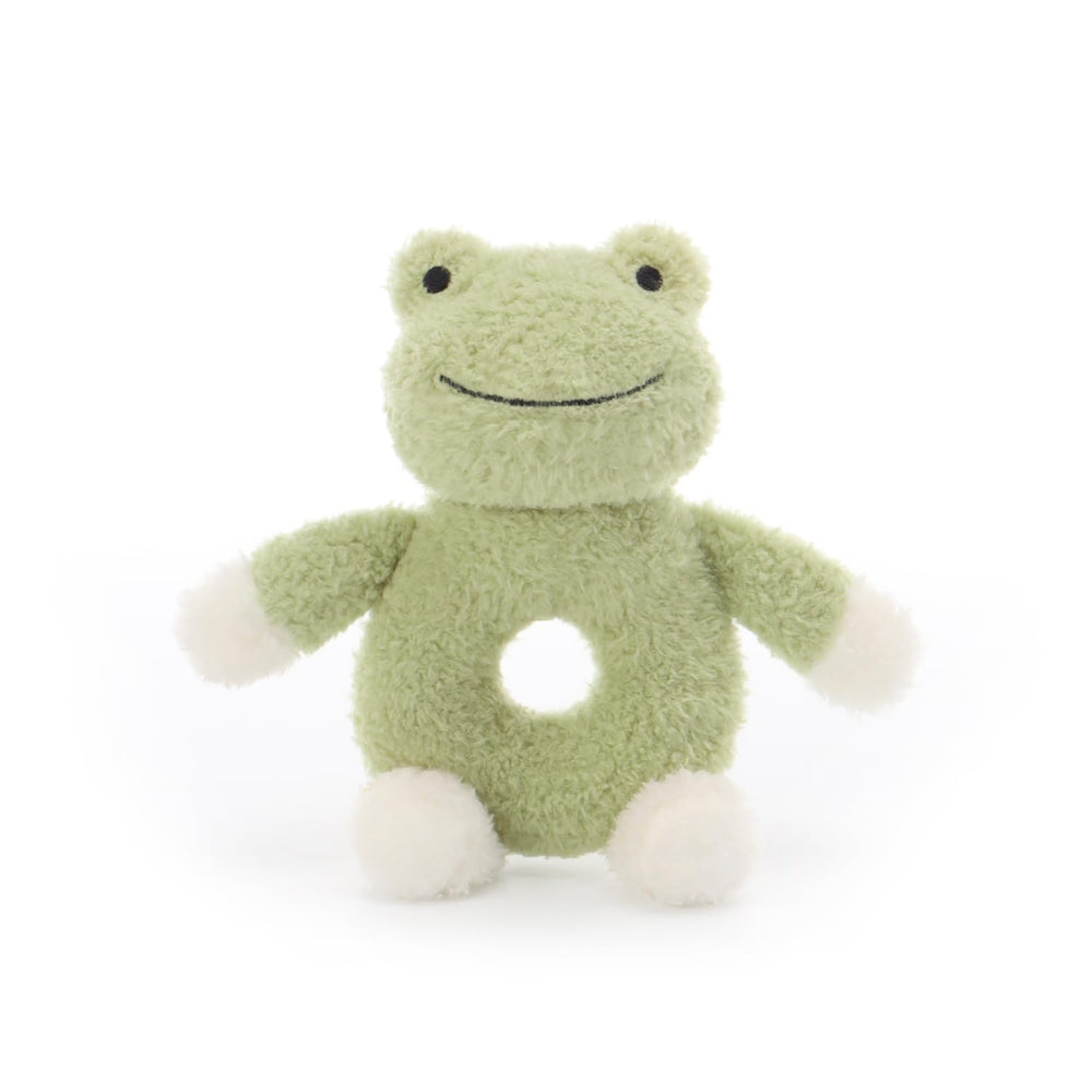 Apricot Lamb rattle toy soft texture highlights comforting tactile feel during grasping