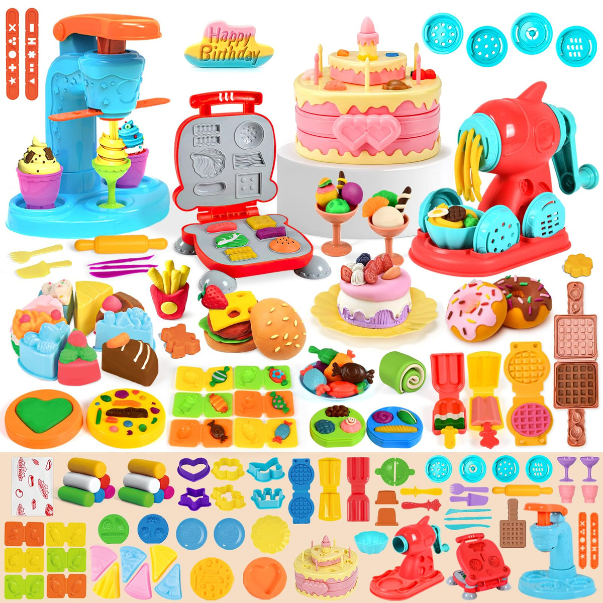 Aprilwolf 70-piece dough set with ice cream machine boosts imaginative play.
