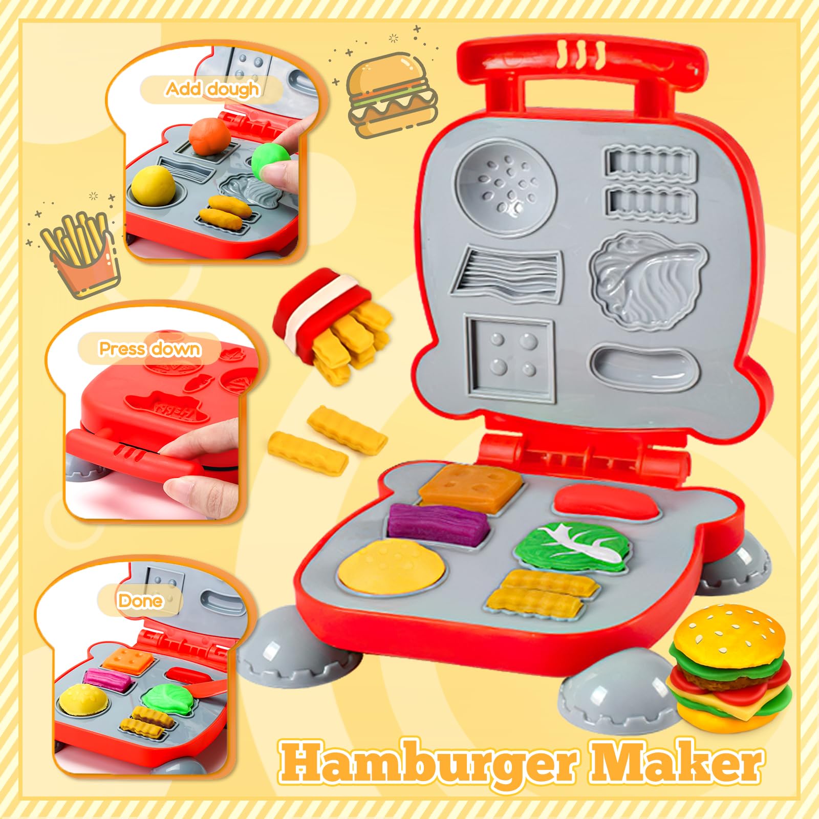 Aprilwolf hamburger maker dough tool for creative kitchen role play