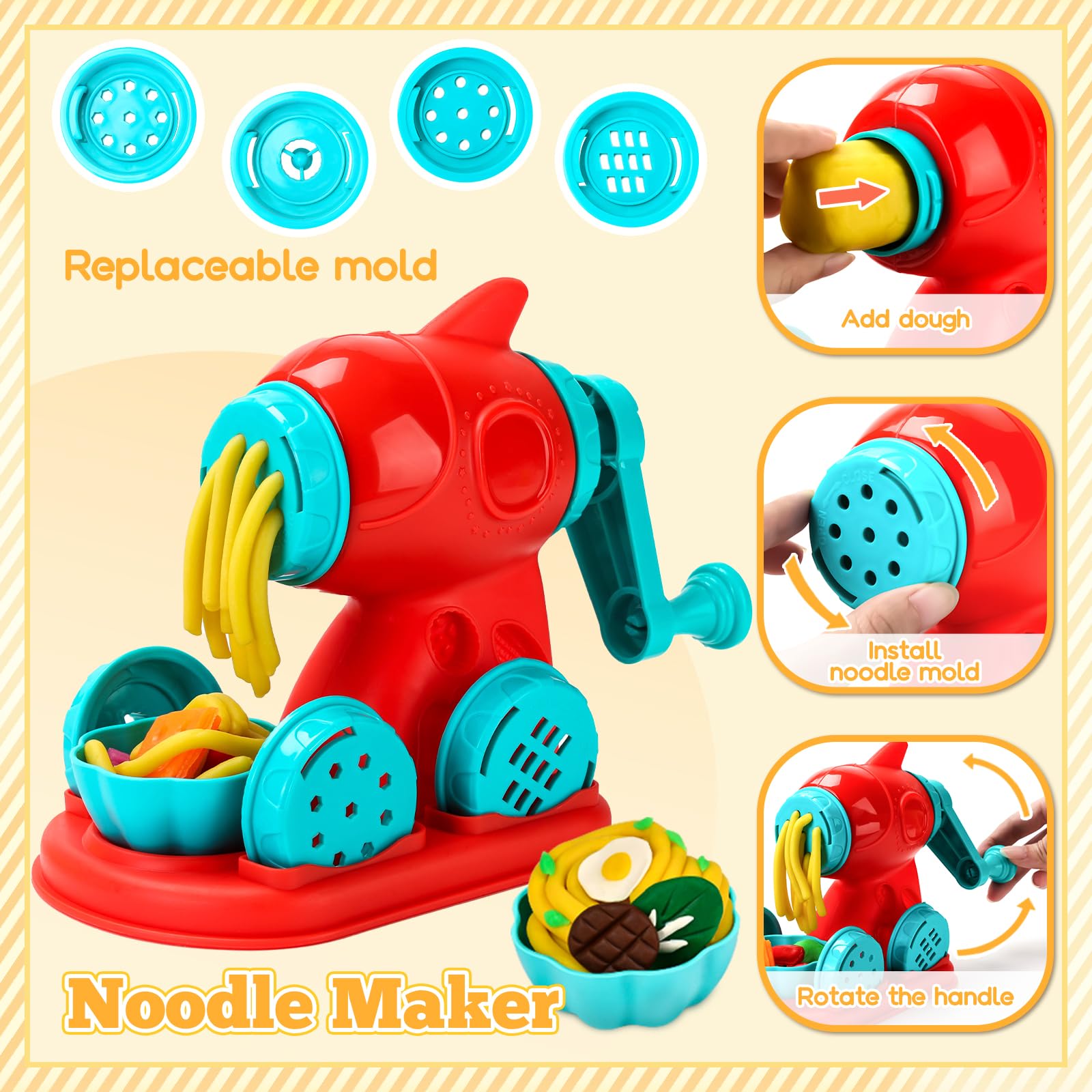 Aprilwolf ice cream maker dough piece for colorful pretend treats