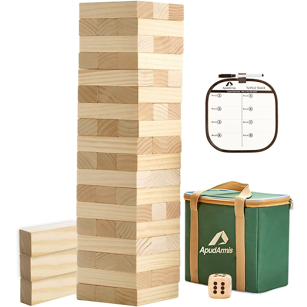 ApudArmis 54-pcs tumble timber blocks for durable family play.