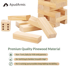 ApudArmis pine blocks close-up showing smooth edges for safe indoor play.