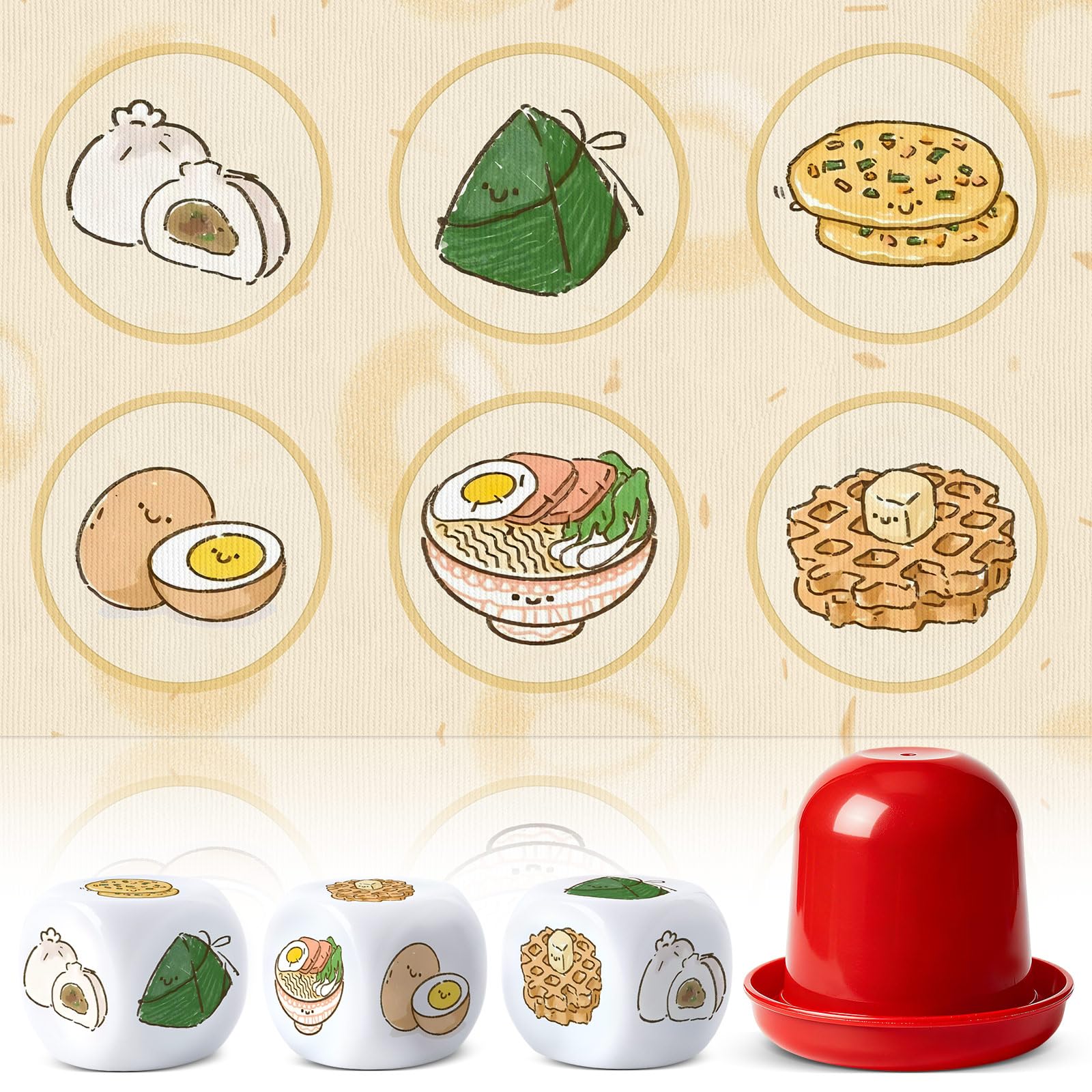 APUDWN Bau Cua Ca Cop mat with dim sum art for festive Vietnamese gatherings.