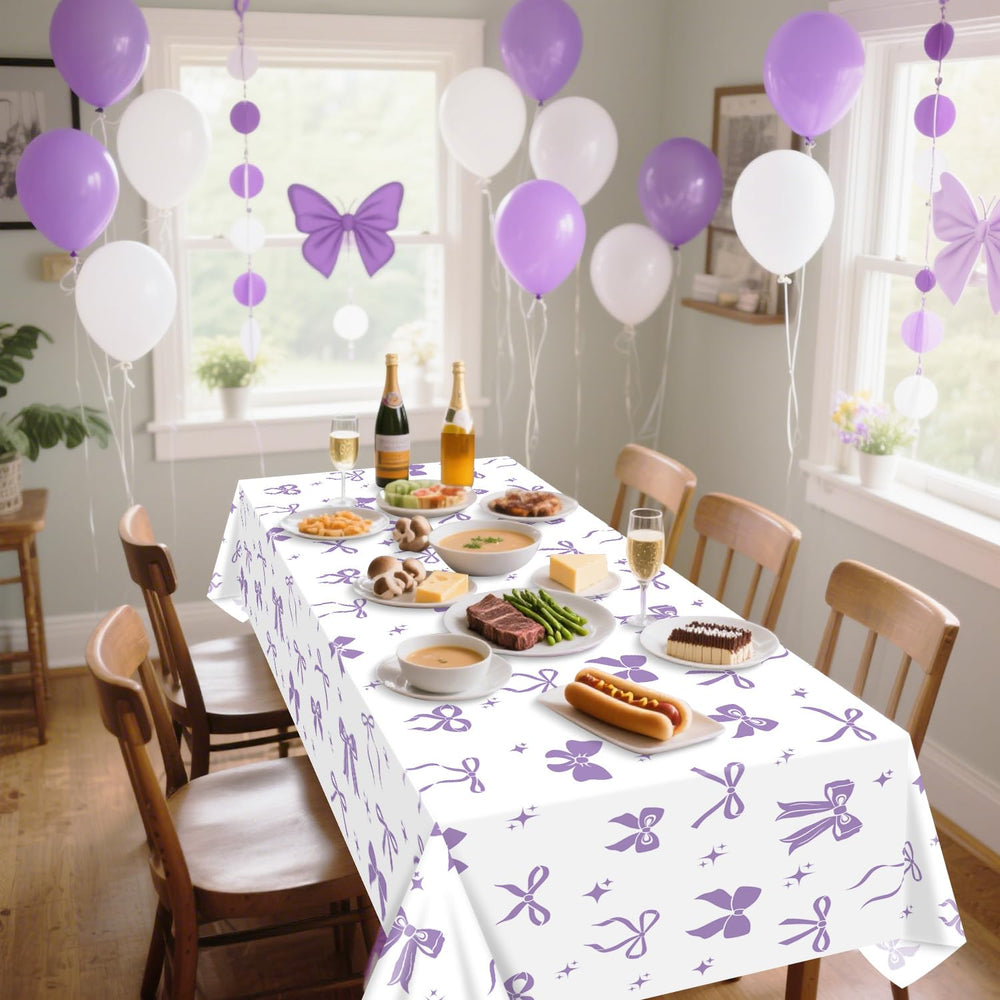 APUXXJUPA baby shower table decor in purple and white bows