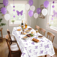 APUXXJUPA baby shower table decor in purple and white bows