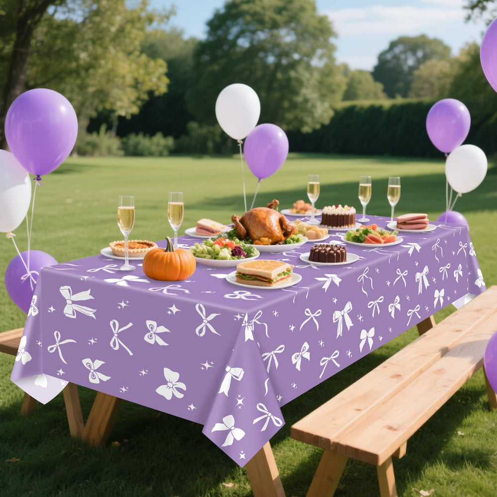 APUXXJUPA easy-clean-up bow tablecloth simplifies post-party tidying