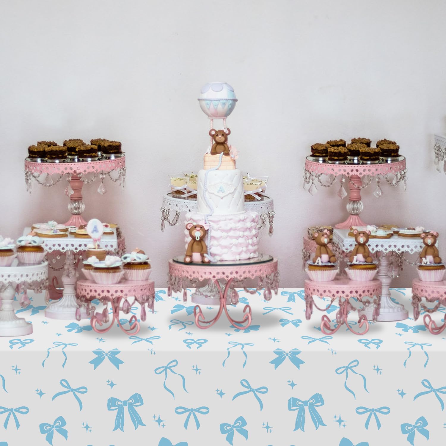 APUXXJUPA packaged blue and white bow tablecloths ready to decorate