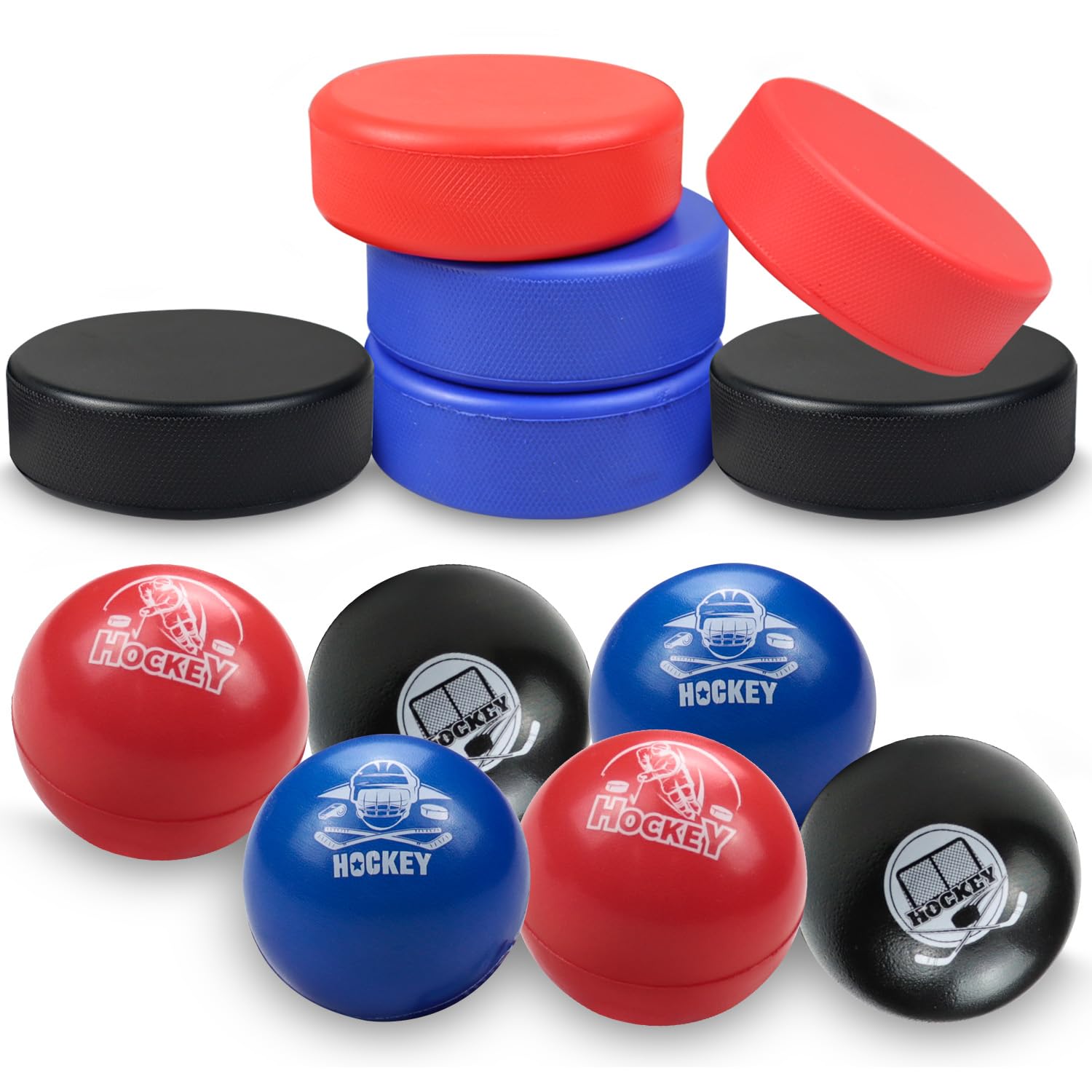 APUXXJUPA soft foam hockey balls 12-pack for safe indoor practice.