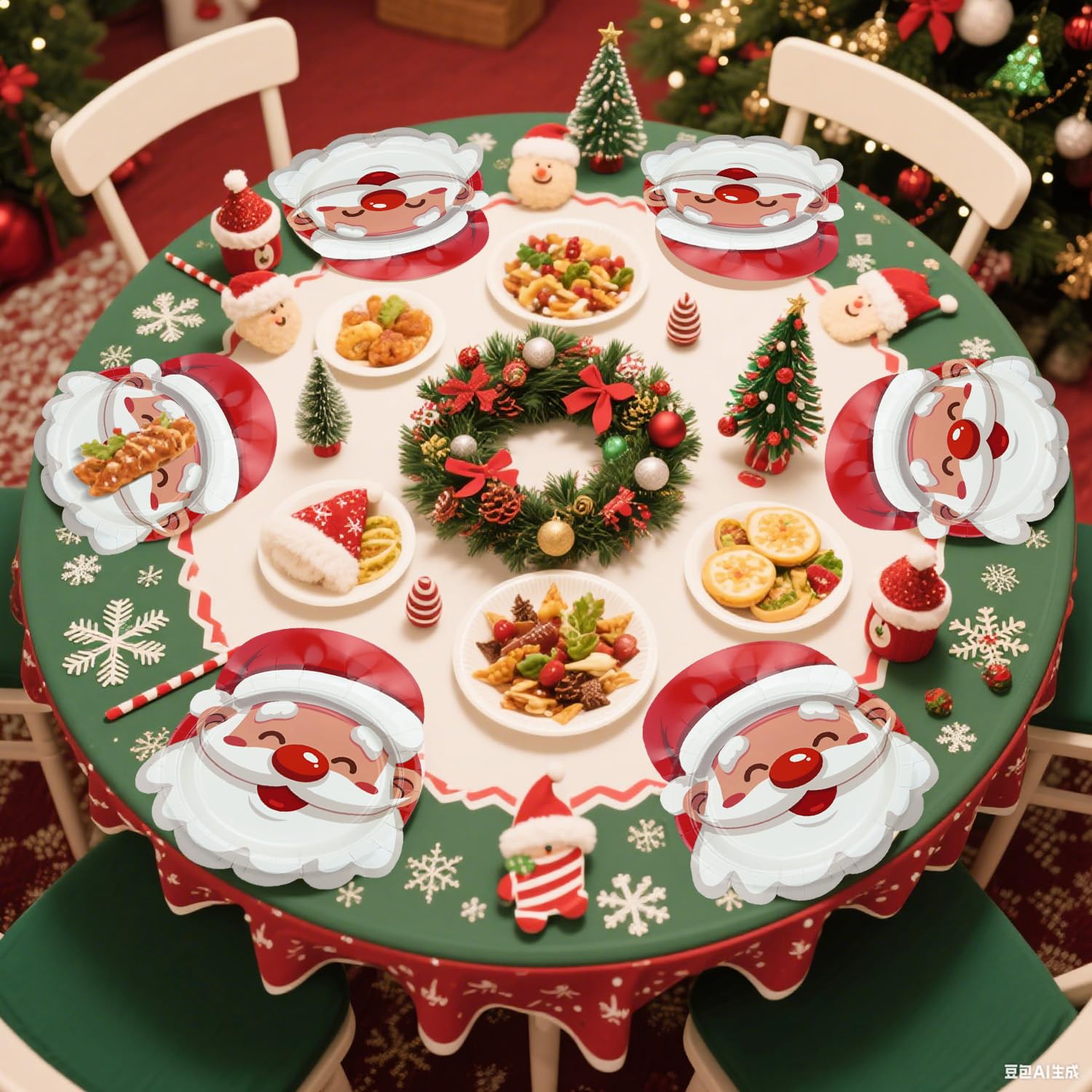 APUXXJUPA Santa-themed plates enhance winter party décor