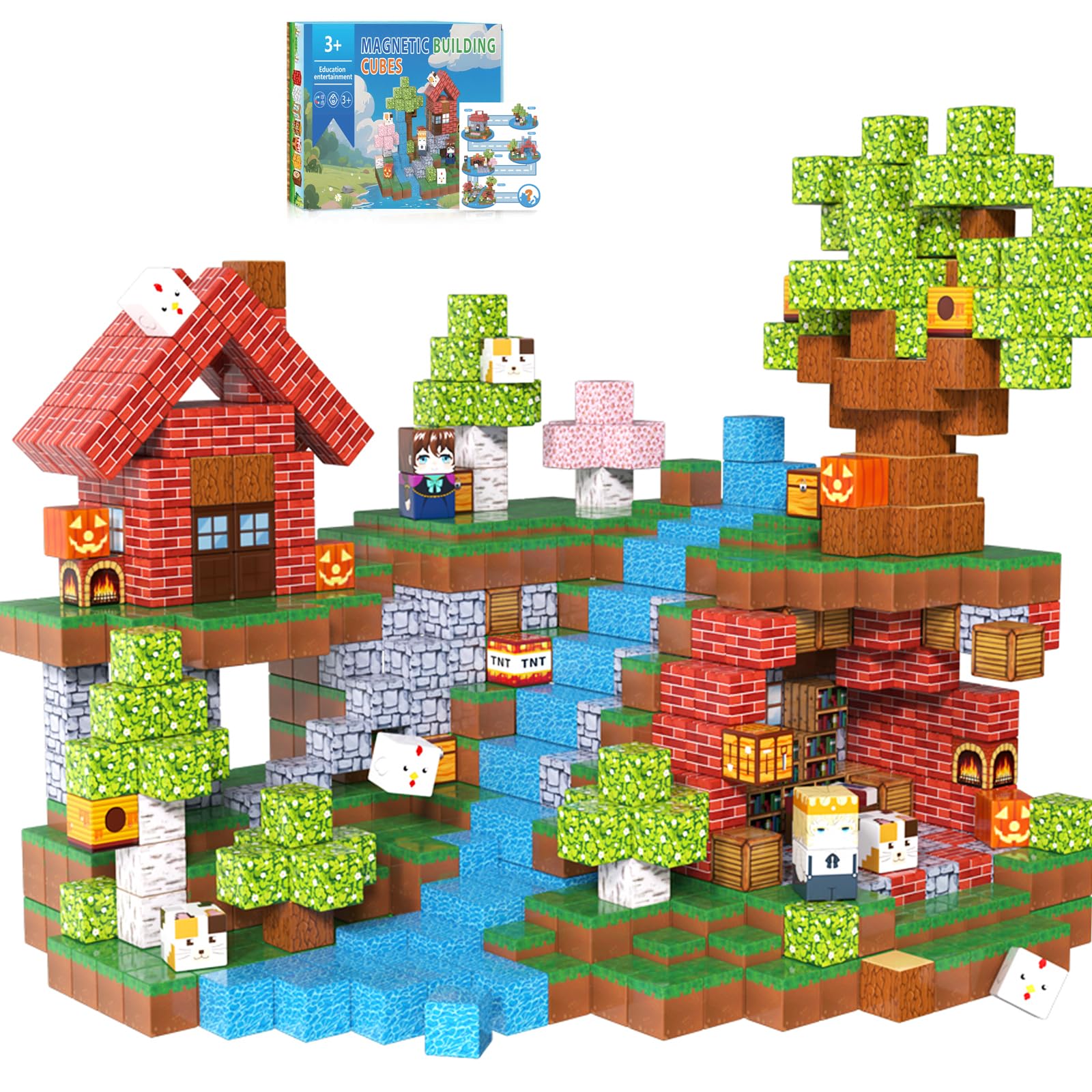 APYR AOMA magnetic building blocks set with 200 pieces for imaginative construction.