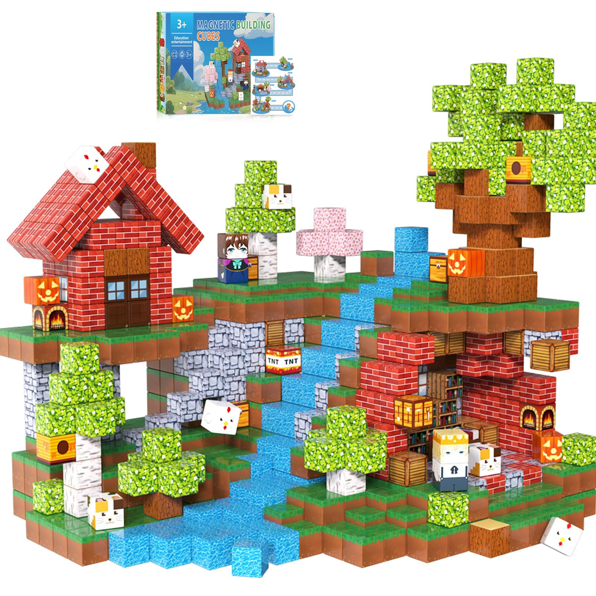 APYR AOMA magnetic building blocks set with 200 pieces for imaginative construction.
