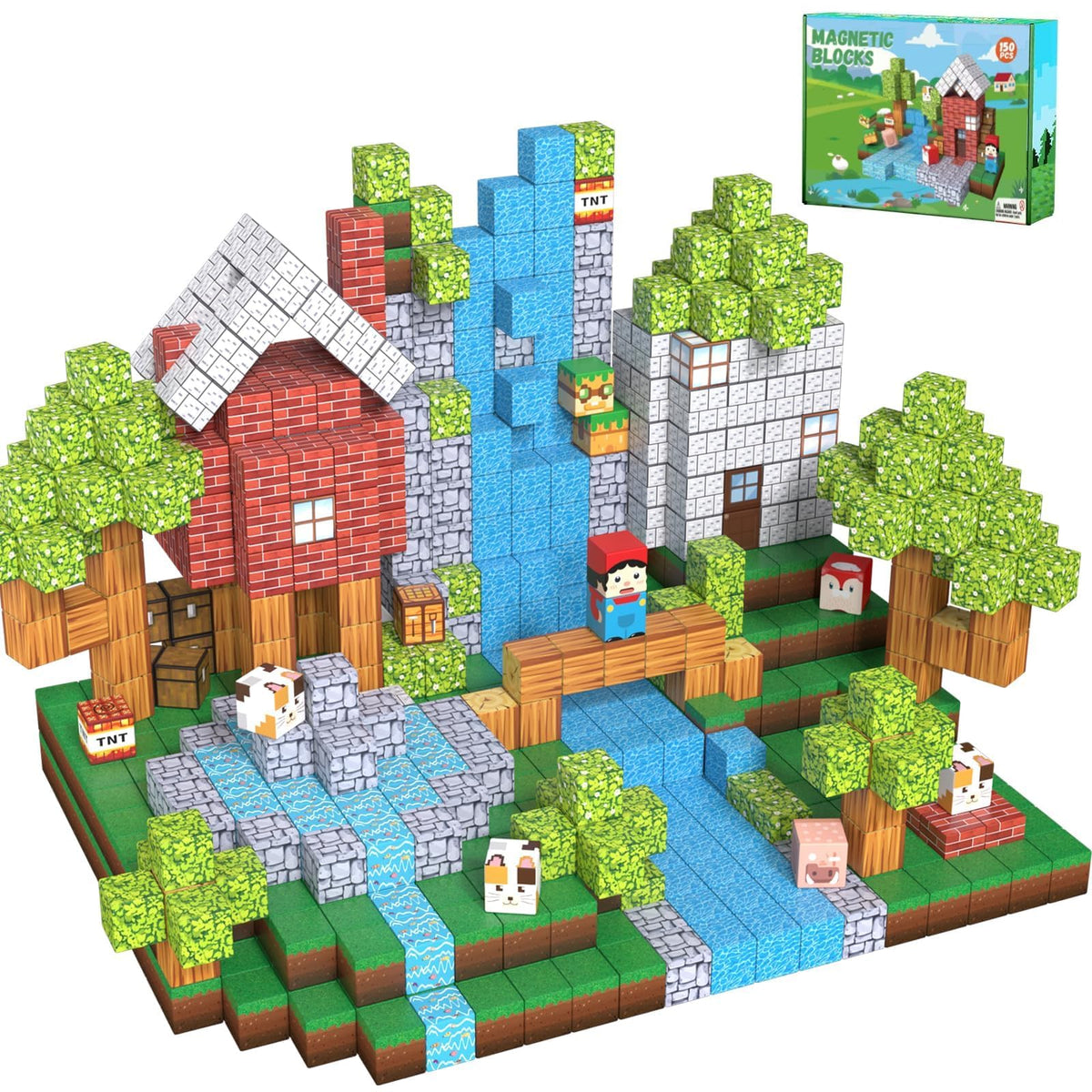 APYR AOMA magnetic blocks 150-piece set enabling open-ended creative building.