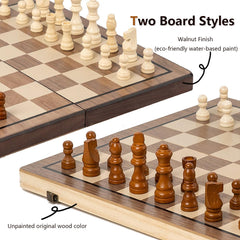 APYR AOMA magnetic chess pieces provide stable gameplay on folding board.
