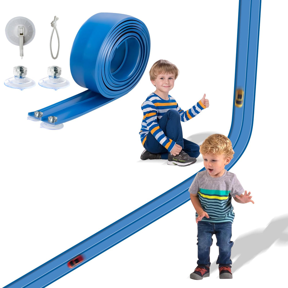 AQFR Flex Track 15ft starter set laid out for imaginative play.