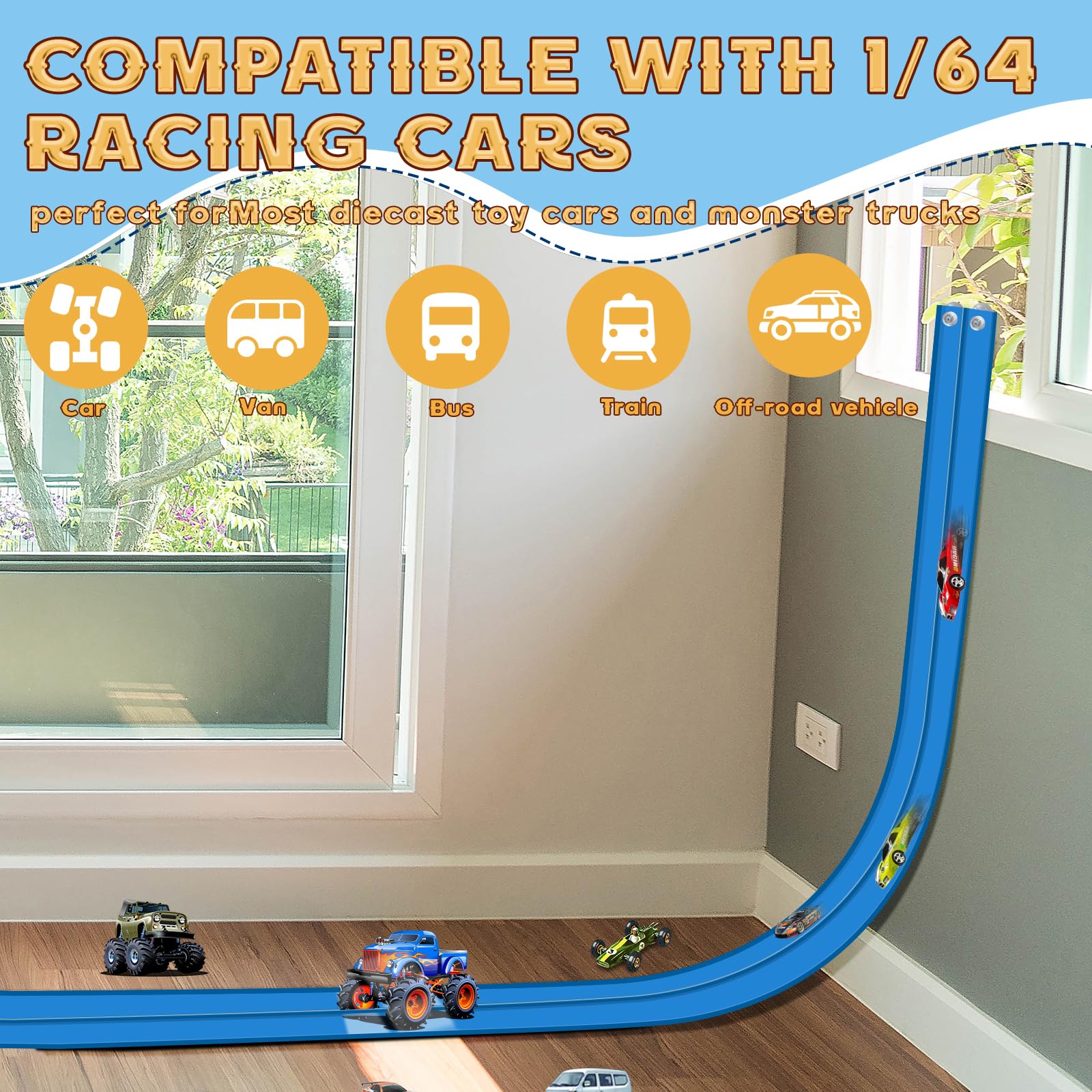 AQFR Flex Track suction cups grip window surface for secure setup.