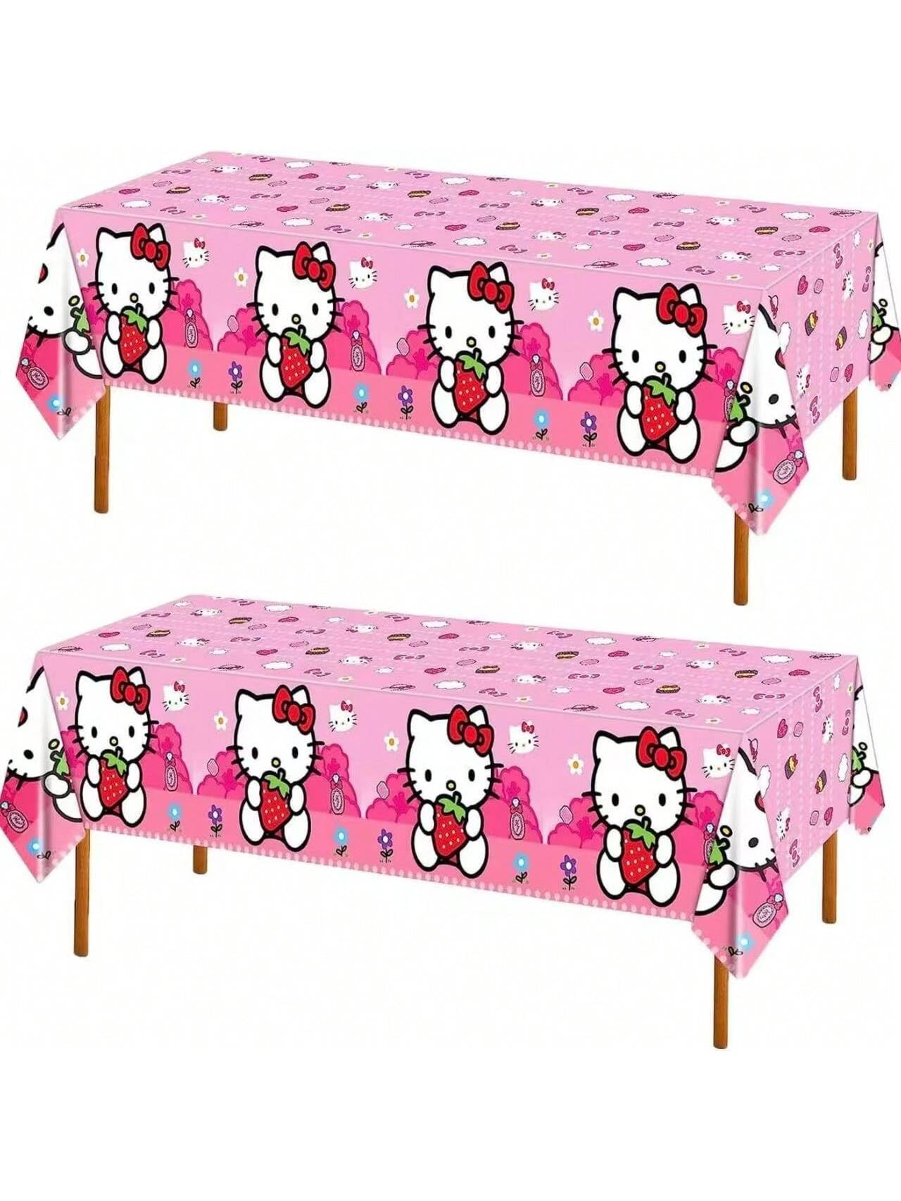 AQHOFSV cat rectangular table cover in pink, ideal for birthday parties and easy surface protection.